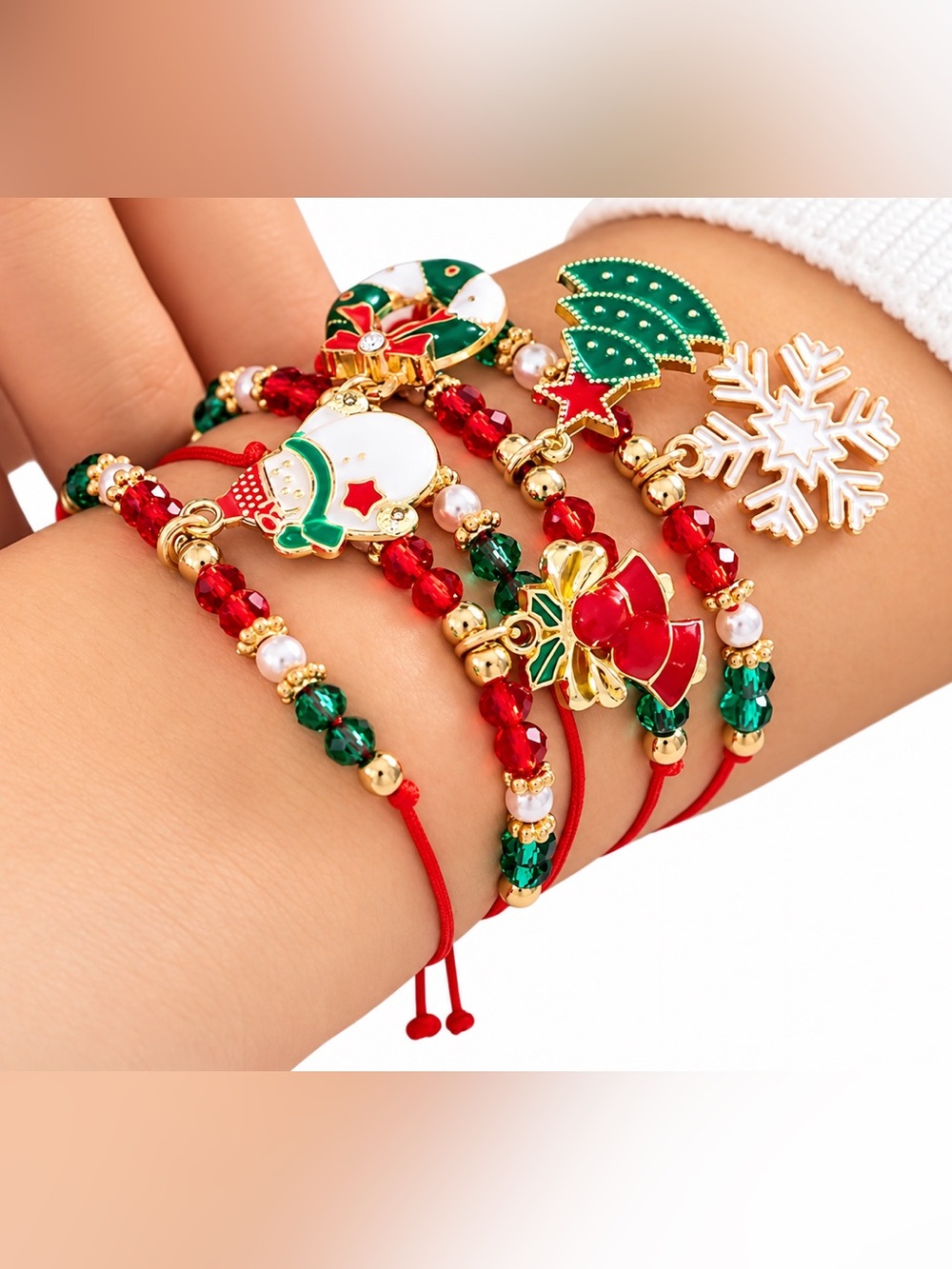 5-piece Christmas charm bracelet set NWT